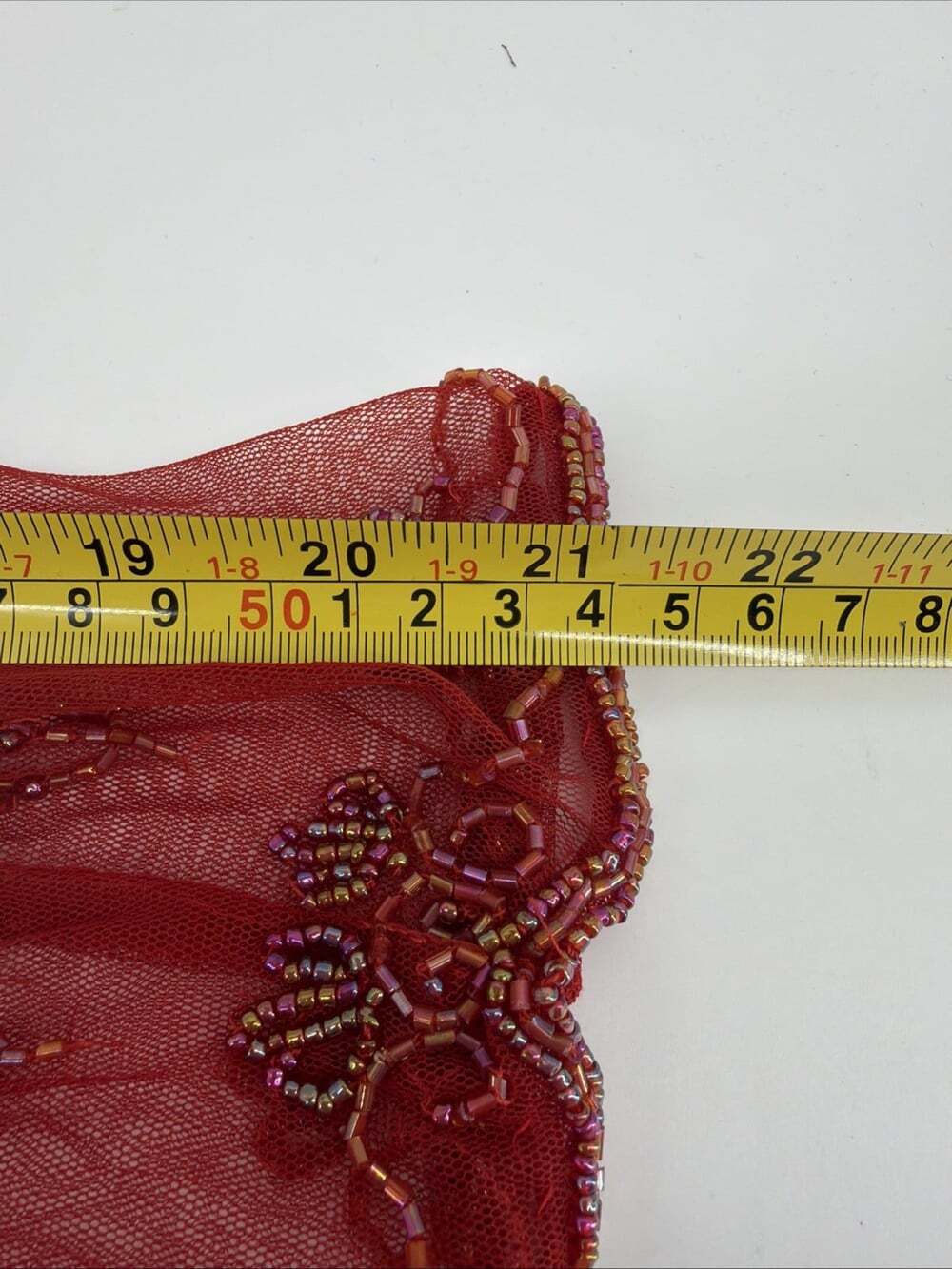 Vintage Krishma Beaded Shear Jacket Cardigan Silk Red Embroidered Shear Top - Picture 11 of 12
